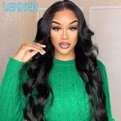 Lekker-Wavy Lace Front Peruca de Cabelo Humano para Mulheres, Perucas Glueless B na internet