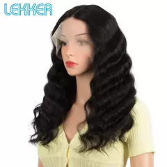 Lekker-Perucas dianteiras de renda para mulheres, onda profunda solta, pré-arra - loja online