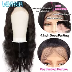 Imagem do Lekker-Wavy Lace Front Peruca de Cabelo Humano para Mulheres, Perucas Glueless B