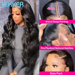 Lekker-Body Wave Lace Frontal Cabelo Humano Perucas para Mulheres, Pré Arrumada - loja online