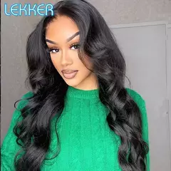 Lekker-Wavy Lace Front Peruca de Cabelo Humano para Mulheres, Perucas Glueless B - loja online