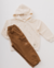 Calça Infantil de Sarja com Elastano e Punhos Canelados - Caramelo