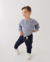 Calça Bebê Infantil em Piquetom Confortável com Cordão e Bolso - Azul Marinho - Le Kinder