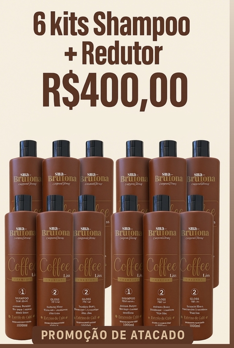 Combo Coffe Liss 6 Kits Shampoo + Redutor Profissional Liso Perfeito - comprar online