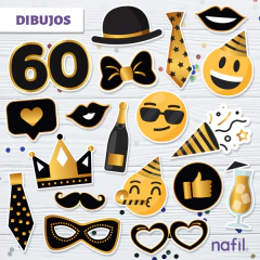 Props Cumple 60 Años Dorado - Nafil