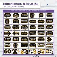 Props Cumple 60 Años Dorado - tienda online