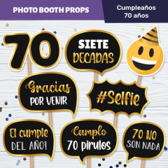Props Cumple 70 Años Dorado