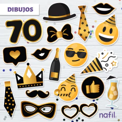 Props Cumple 70 Años Dorado - Nafil