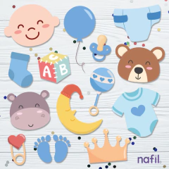 Props Baby Shower Nene - Celeste/Verde