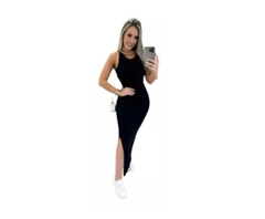 Vestido Longo Regata Amarração Fenda Gringa Tendencia - comprar online