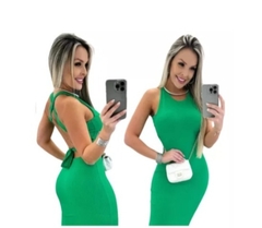 Vestido Longo Regata Amarração Fenda Gringa Tendencia - loja online