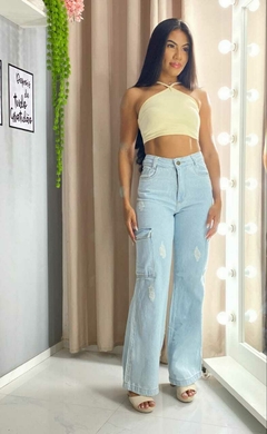 CALÇA CARGO JEANS CLARA - comprar online
