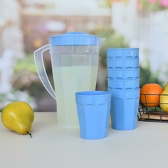 JARRA CON 6 VASOS FACETADOS