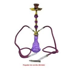 Narguile 2 Saídas Grande Roxo Ouro