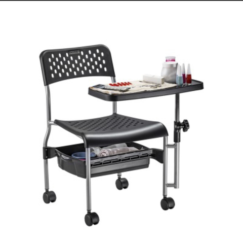 Cadeira Cirandinha Manicure Pedicure Com Mesa Gaveta Rodinhas Dompel Canadá Preta