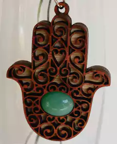 Pingente de Àgata Verde e Bambu Hansa Mão de Fátima