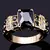 Anillo de aleación con incrustación de gema sintética cuadrada color oscuro - comprar online