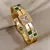 Pulsera de lujo de acero inoxidable con exquisita circonia cúbica verde