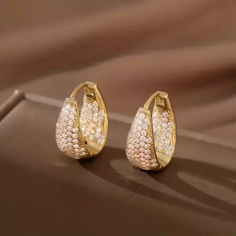 Pendientes de aro de lujo elegantes con forma de U dorada