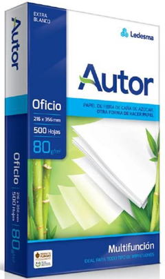 Resma Ledesma Autor 80 grs Oficio x500 h.