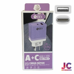 CABEZAL TIPO C + USB 5.8A PASTEL IBEK