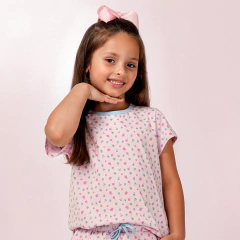 Pijama Short Doll Infantil Feminino Flowers