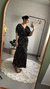 VESTIDO LONGO COM MANGA FRANZIDA - PRETO - comprar online