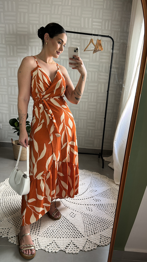 VESTIDO MIDI ENVELOPE - LARANJA