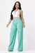 CALCA JEANS WIDE LEG MODELADORA DE CORTE SOFISTICADO E CINTURA ALTA - COR VERDE TURQUESA - comprar online