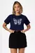 CROPPED BORBOLETA FLORES STRAS - COR AZUL MARINHO - comprar online
