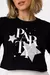 CROPPED PARTY SHINE GIRLS CLUB ESTRELAS - COR PRETO na internet
