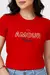 T-SHIRT AMOUR PARIS LANTEJOULAS BORDADO - COR VERMELHO RUBI na internet