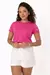 T-SHIRT MARGARIDAS BORDADO NA MANGA - COR ROSA PINK - comprar online