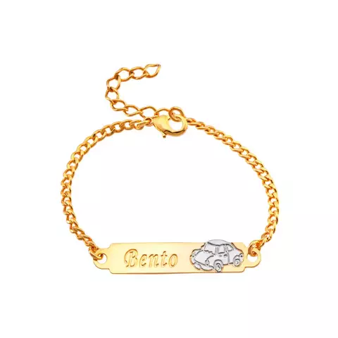 Pulseira infantil com nome + detalhe de carrinho