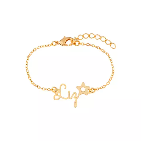 Pulseira infantil letra fina + símbolo na frente