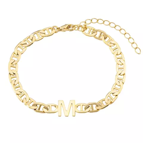 Pulseira corrente Piastrine - letra chapa lisa