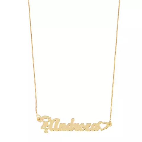 Colar nome fonte infantil + Boneca e coração