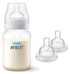 AVENT - Combo Mamadera + 2 Tetinas