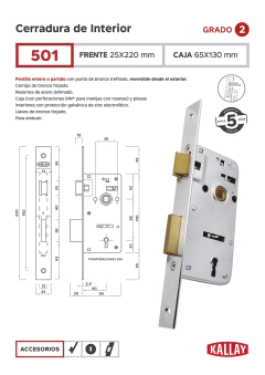 Cerradura de Interior Reforzada Frente Grande "Kallay" 501 (1 Paleta) - comprar online