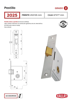 Picaporte/Pestillo Clásico de Embutir (Reforzado) Kallay 2025 - comprar online