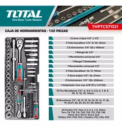 Caja Porta Herramientas 132 Piezas Box Metálica Grande Total - tienda online