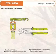 Pinza Pico Loro Dyllu Doble Cremallera Dtpl6910 10'' 250mm - comprar online