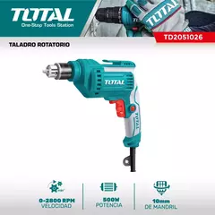 Taladro Electrico Total 500w Mandril 10mm Velocidad Variable Color Turquesa Frecuencia 50 Hz/60 Hz - comprar online