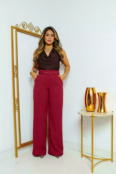 Pantalona Alfaiataria Basic Vinho - comprar online