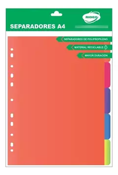 Separadores plasticos con solapas A4 RIDEO - comprar online