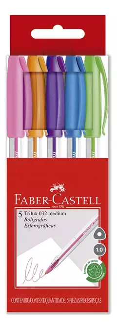 Lapiceras Trilux Faber Castell x 5 colores