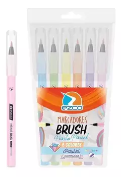 Marcadores EZCO Punta Pincel PASTEL x6