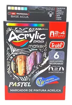 Acrylic pop Marker pastel Trabi x6