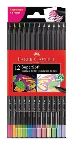 Lápices Faber Castell Supersoft colores pastel + neón x 12