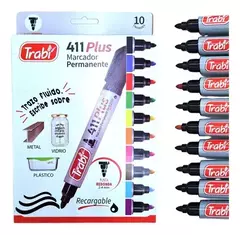 Marcador TRABI x10 Recargable - Librería  Siete Colores